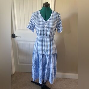 Blue gingham dress with empire waist size medium.